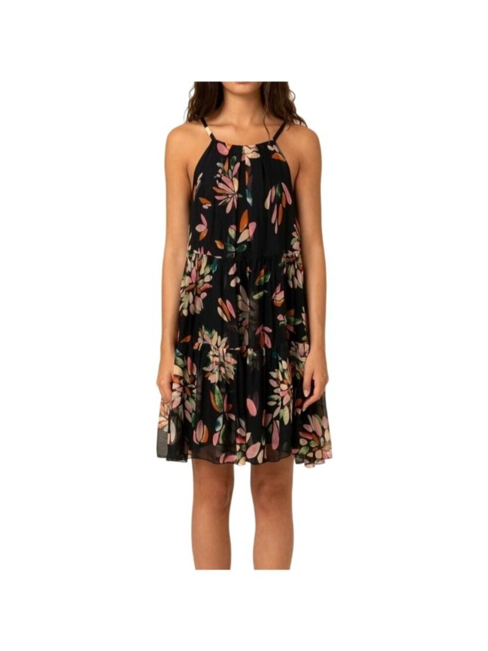 FRNCH Mona Arianna Silk-Blend Mini Tiered Halter Dress Anthropologie Medium - Picture 13 of 13